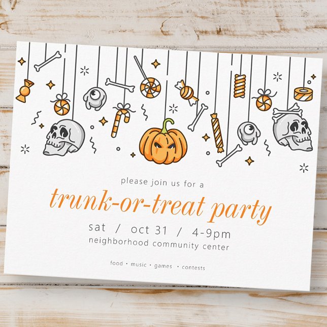 Invitation moderne pour une fête Trunk or Treat Ha (Créateur téléchargé)