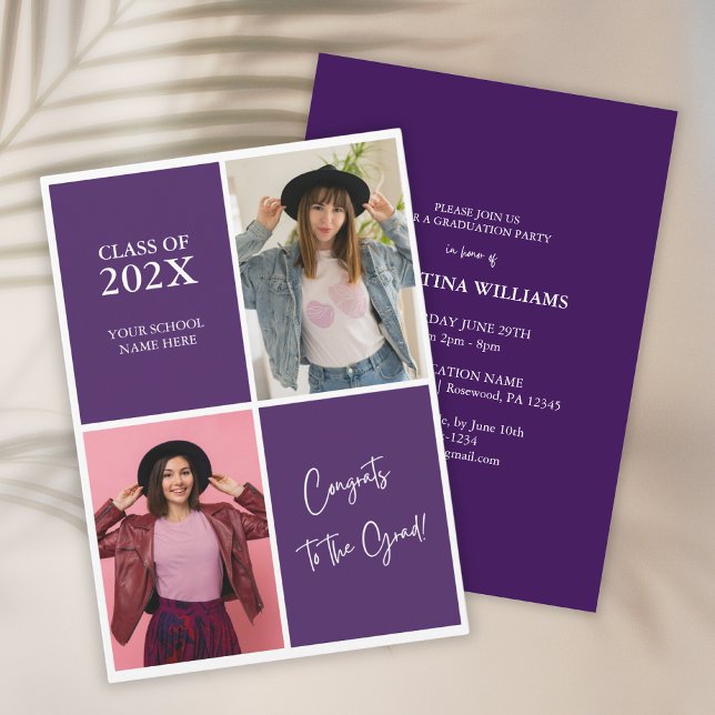 Invitation Moderne Purple Photo Graduation 2025 (Créateur téléchargé)