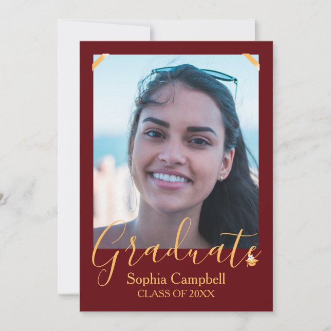 Invitation moderne Red Graduation (Devant)