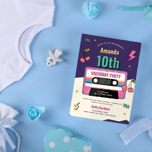 Invitation moderne Retro 10e anniversaire