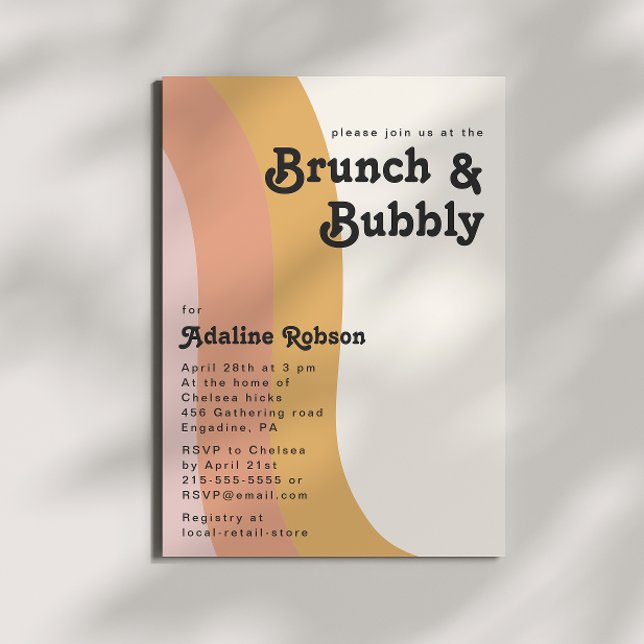 Invitation Moderne Retro 70's Rainbow Brunch et Bubbly (Créateur téléchargé)