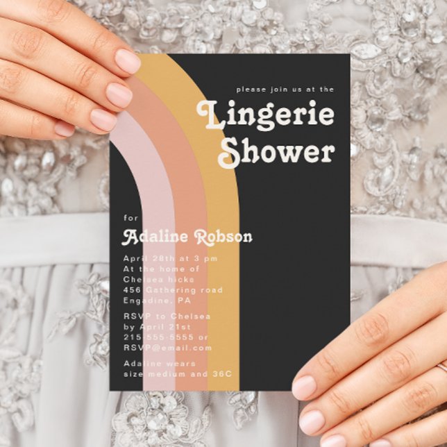 Invitation Moderne Retro 70's Rainbow Dark Lingerie Douche (Créateur téléchargé)