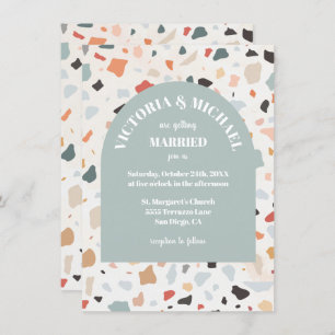 Invitation moderne Retro Terrazzo Mariage Arch