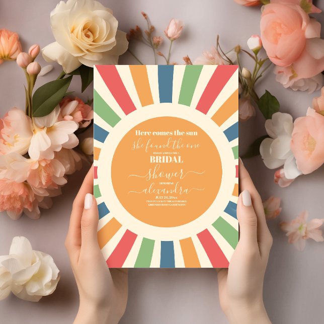 Invitation Moderne Retro voici la Fête des mariées du soleil (Créateur téléchargé)
