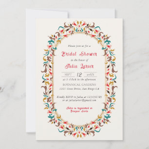 Invitation Moderne Romantique Élégant FloralWreath Fête des m