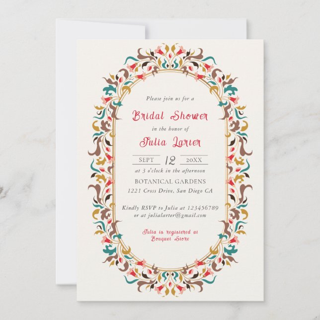 Invitation Moderne Romantique Élégant FloralWreath Fête des m (Devant)