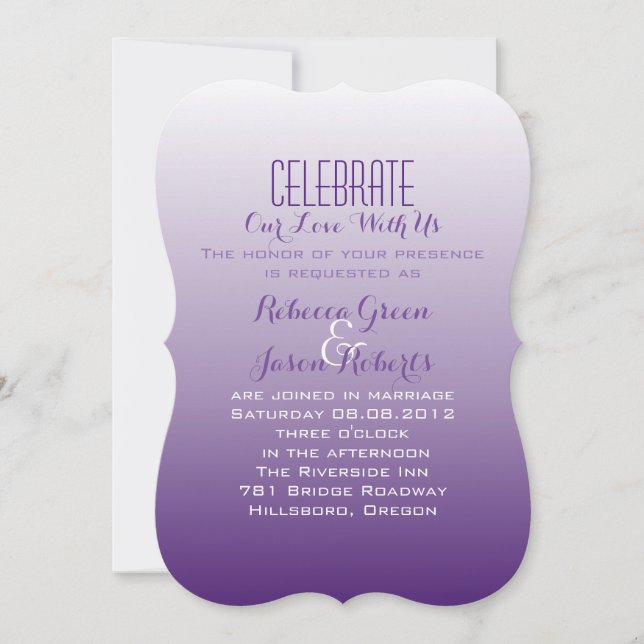 Invitation moderne romantique été lilac ombre violet mariage (Devant)
