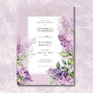 Invitation Moderne romantique violet & Mariage Lilacs de tail