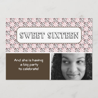 Invitation moderne rose marron motif floral sweet sixteen