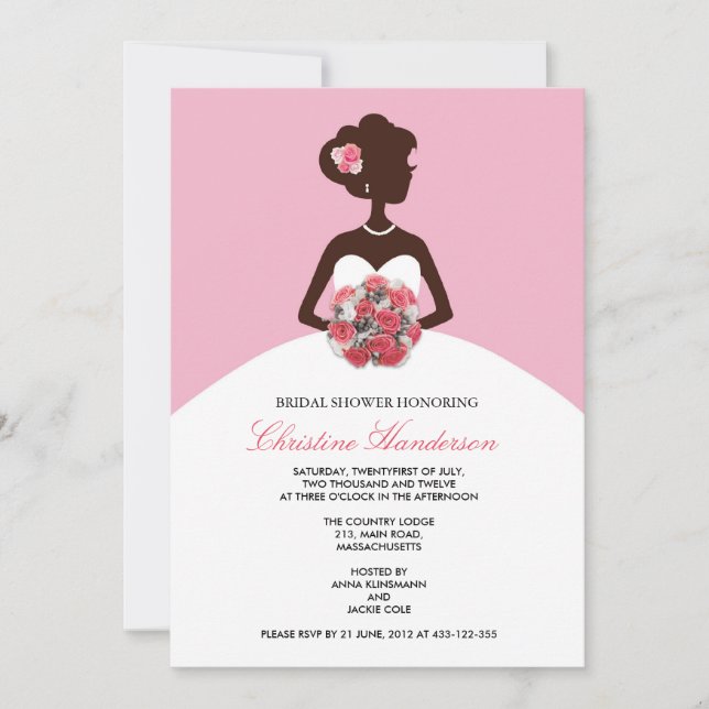 Invitation moderne rose nuptiale douche (Devant)