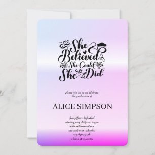 Invitation Moderne rose or chic minimaliste graduation photo