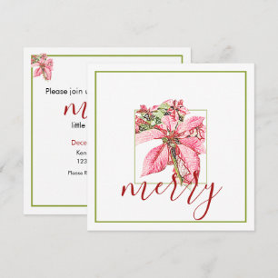 Invitation Moderne Rouge Vintage Merry Poinsettia Appartement