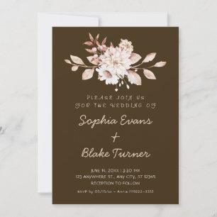 Invitation Moderne Russe Doux Floral Mocha Brown Mariage