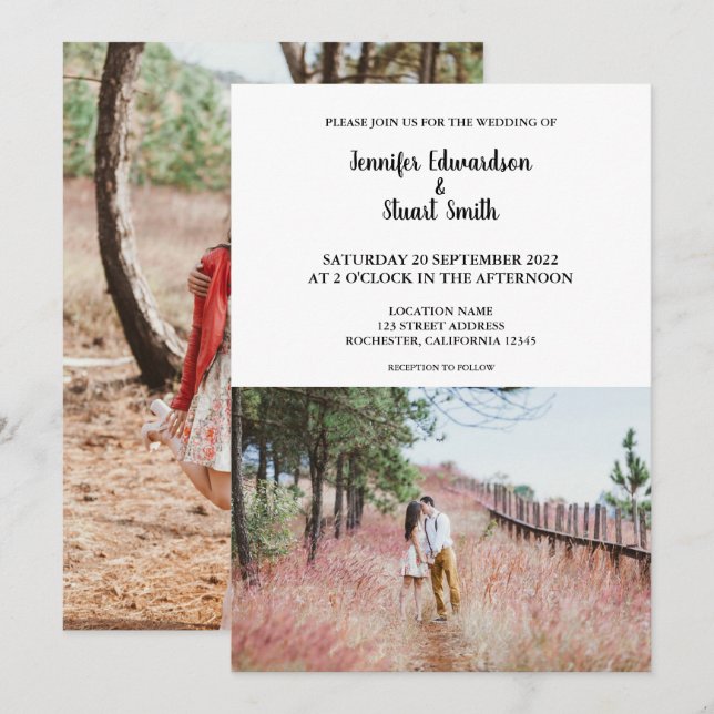 Invitation Moderne rustique ajouter vos propres photos Mariag (Devant / Derrière)