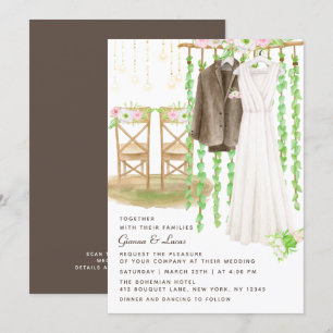 Invitation Moderne Rustique Aquarelle extérieure Mariage Flor