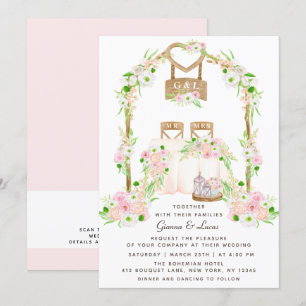 Invitation Moderne Rustique Aquarelle extérieure Mariage Flor