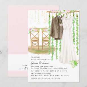 Invitation Moderne Rustique Aquarelle extérieure Mariage Flor