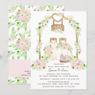 Invitation Moderne Rustique Aquarelle extérieure Mariage Flor
