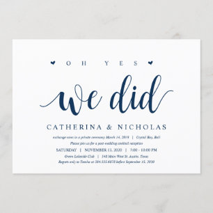 Invitation Moderne Rustique, Écriture Bleu Marine, Mariage en