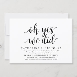 Invitation Moderne Rustique, Écriture Noire, Mariage Intime