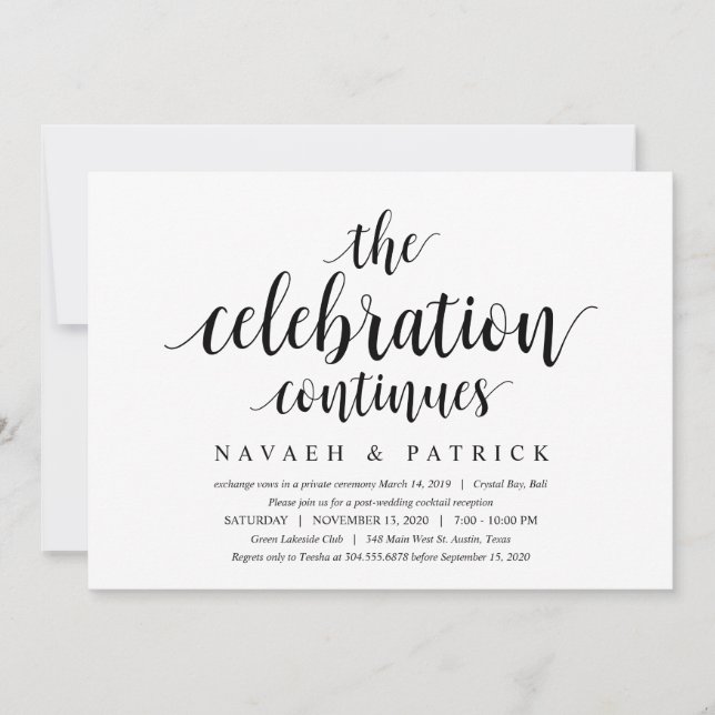Invitation Moderne Rustique Propre, Police Noire, Mariage Int (Devant)