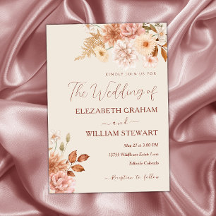 Invitation Moderne Rustique Terracotta Boho Fall Foliage Mari