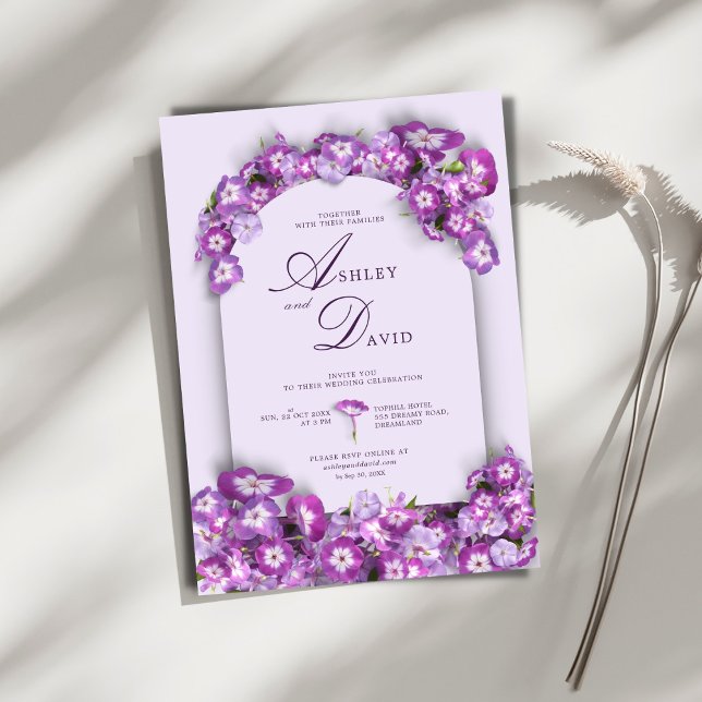 Invitation Moderne Rustique violet I Lilac Arch Fleurs Mariag (Créateur téléchargé)