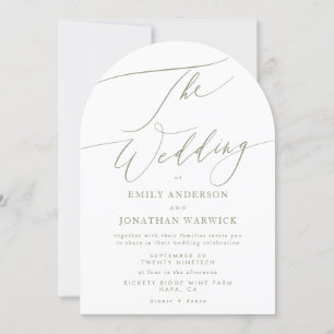 Invitation Moderne Sage Green Calligraphie Arche simple Maria