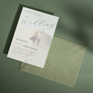 Invitation Moderne Sage Green Calligraphie Mariage de