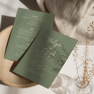 Invitation Moderne Sage Vert Boho Chic Tout en un Mariage