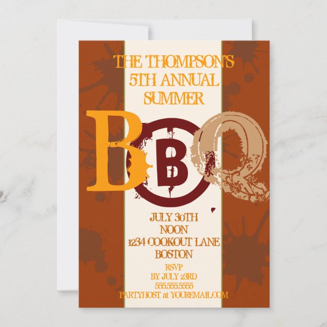Invitation moderne sale de BBQ (Devant)