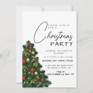 Invitation Moderne sapin classique & Ornements Vacances