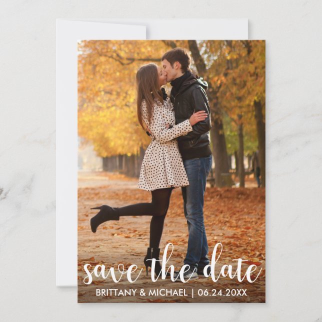 Invitation Moderne Sauvez La Date Fiançailles Couple Photo WL (Devant)