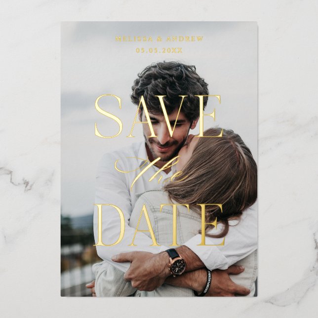 Invitation moderne Save the Date Foil (Recto)