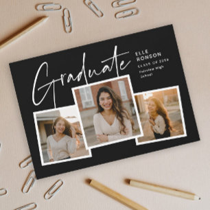 Invitation Moderne Script Graduate Photo Collage Graduation