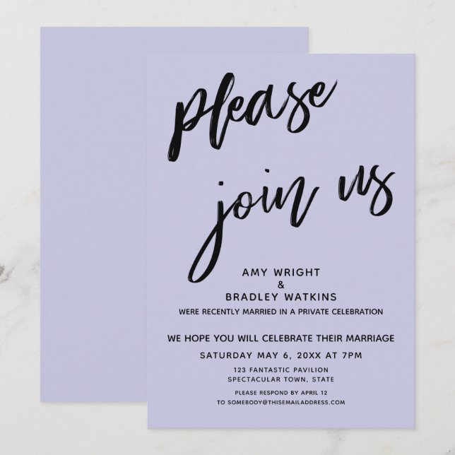 Invitation Moderne S'Il Vous Plaît Rejoignez-Nous Mariage Réc (Devant / Derrière)