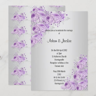 Invitation Moderne Silver Lilac Purple floral ÉLÉGANT MARIAGE