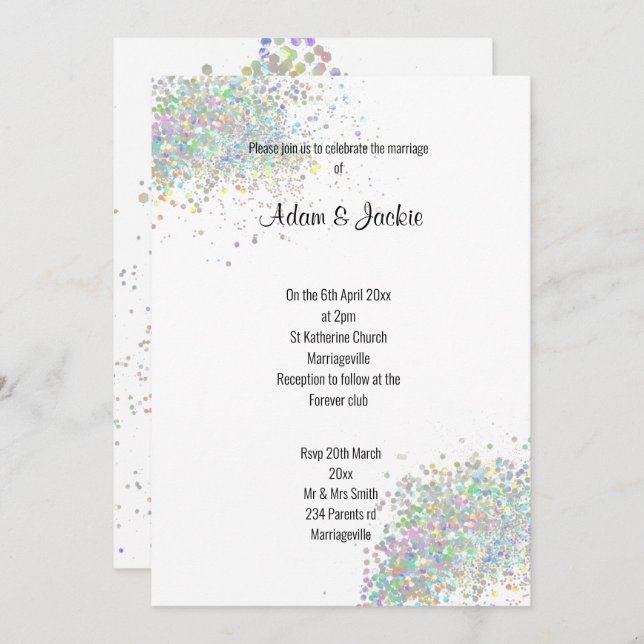 Invitation Moderne Silver Lilac Purple floral ÉLÉGANT MARIAGE (Devant / Derrière)
