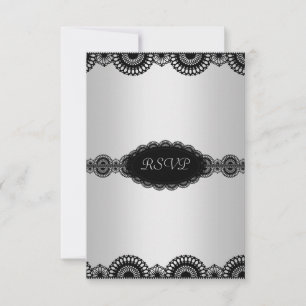 INVITATION MODERNE SILVERBLACK LACE ENGAGEMENT PARTI RSVP