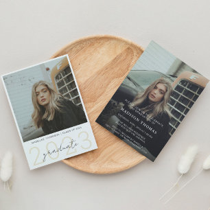 Invitation Moderne Simple Avec 2 Photo Graduation Party