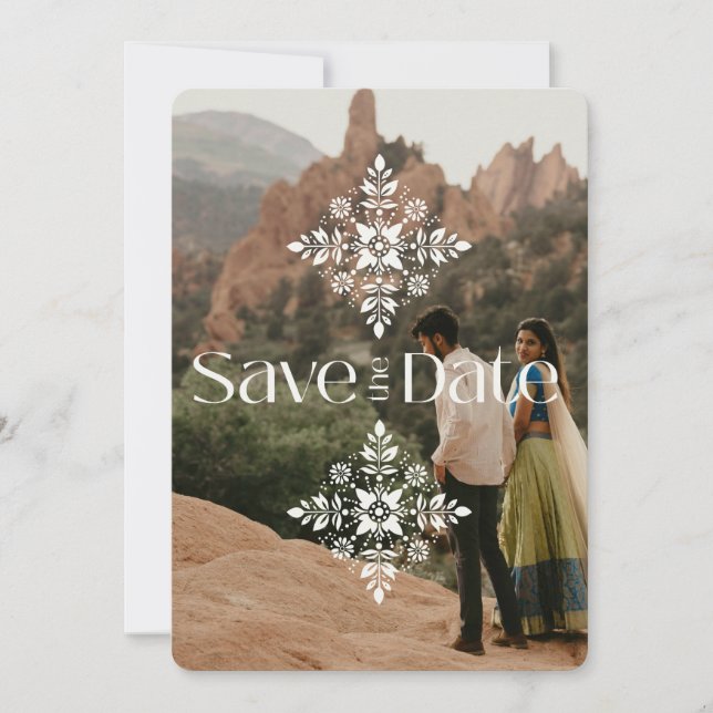 Invitation Moderne Simple Boho Mariage Photo Enregistrez la D (Devant)