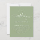 Moderne Simple Boho Sage Green Photo Wedding Invit