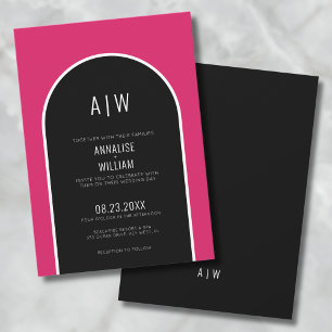 Invitation Moderne simple Bold Mariage rose magenta