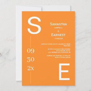 Invitation Moderne Simple brillant Gras Orange Mariage photo