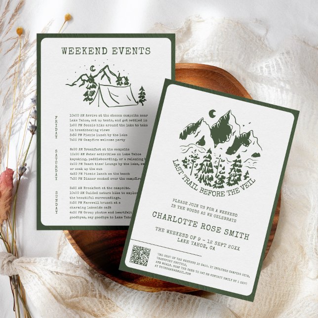 Invitation Moderne Simple Camping Bachelorette Week-end (Créateur téléchargé)