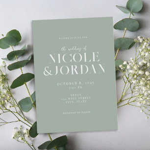Invitation Moderne Simple Chic Sage Mariage Vert