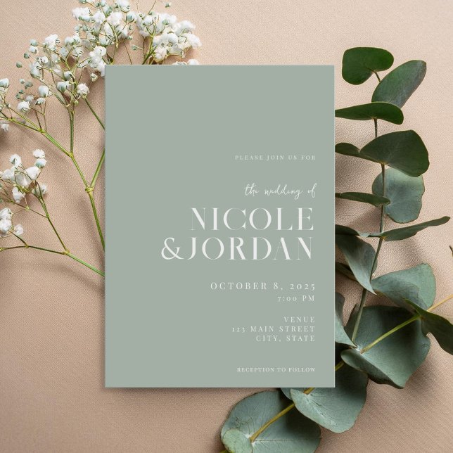 Invitation Moderne Simple Chic Sage Mariage Vert (Créateur téléchargé)