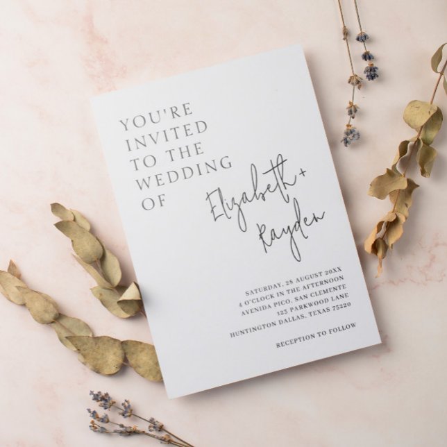 Invitation Moderne Simple Classique Calligraphie Mariage (Créateur téléchargé)