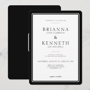 Invitation Moderne Simple Classique Élégance Mariage de cadre
