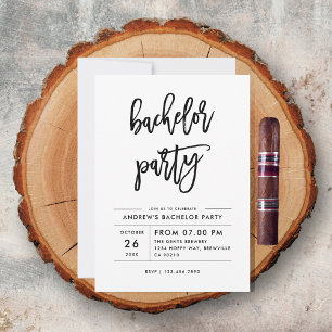 Invitation Moderne Simple Écriture Brossée Soirée de Célibata